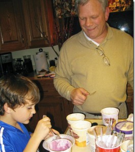 Michael Meehan and Bob Graeter hanging out at the Graeter ice cream bar.