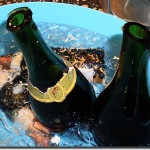 Sabered Champagne bottles